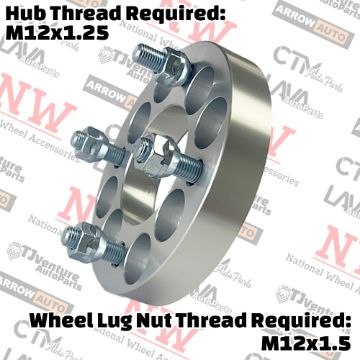 Show details for 4-Piece Set | 1” Thick | 4x4.25” (4x108mm) & 4x4.5” (4x114.3mm) to 4x100mm | Conversional Wheel Spacer Adapter | 71mm Center Bore | 12x1.5 Studs | 12x1.25 Open Lug Nuts Provided Picture of 4-Piece Set | 1” Thick | 4x4.25” (4x108mm) & 4x4.5” (4x114.3mm) to 4x100mm | Conversional Wheel Spacer Adapter | 71mm Center Bore | 12x1.5 Studs | 12x1.25 Open Lug Nuts Provided