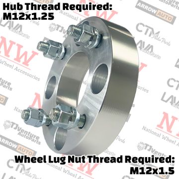 Show details for 2-Piece Set | 1.25” Thick | 4x100mm to 4x100mm | Wheel Spacer Adapter | 71mm Center Bore | 12x1.5 Studs Picture of 2-Piece Set | 1.25” Thick | 4x100mm to 4x100mm | Wheel Spacer Adapter | 71mm Center Bore | 12x1.5 Studs