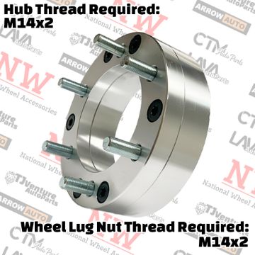 Show details for 4-Piece Set | 2” Thick | 5x135mm to 6x135mm | Conversional Wheel Spacer Adapter | 87mm Center Bore | 14x2 Studs Picture of 4-Piece Set | 2” Thick | 5x135mm to 6x135mm | Conversional Wheel Spacer Adapter | 87mm Center Bore | 14x2 Studs