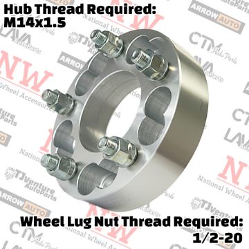 Show details for 4-Piece Set | 1.5” Thick | 5x4.75” (5x120mm) & 5x5” (5x127mm) to 5x5” (5x127mm) | Conversional Wheel Spacer Adapter | 78mm Center Bore | 1/2-20 Studs | 14x1.5 Open Lug Nuts Provided Picture of 4-Piece Set | 1.5” Thick | 5x4.75” (5x120mm) & 5x5” (5x127mm) to 5x5” (5x127mm) | Conversional Wheel Spacer Adapter | 78mm Center Bore | 1/2-20 Studs | 14x1.5 Open Lug Nuts Provided