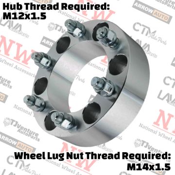 Show details for 2-Piece Set | 1.5” Thick | 6x5.5” (6x139.7mm) to 6x4.5” (6x114.3mm) | Conversional Wheel Spacer Adapter | 78mm Center Bore | 14x1.5 Studs | 12x1.5 Open Lug Nuts Provided Picture of 2-Piece Set | 1.5” Thick | 6x5.5” (6x139.7mm) to 6x4.5” (6x114.3mm) | Conversional Wheel Spacer Adapter | 78mm Center Bore | 14x1.5 Studs | 12x1.5 Open Lug Nuts Provided