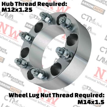 Show details for 4-Piece Set | 1.5” Thick | 6x5.5” (6x139.7mm) to 6x4.5” (6x114.3mm) | Conversional Wheel Spacer Adapter | 78mm Center Bore | 14x1.5 Studs | 12x1.25 Open Lug Nuts Provided Picture of 4-Piece Set | 1.5” Thick | 6x5.5” (6x139.7mm) to 6x4.5” (6x114.3mm) | Conversional Wheel Spacer Adapter | 78mm Center Bore | 14x1.5 Studs | 12x1.25 Open Lug Nuts Provided