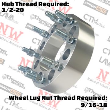 Show details for 4-Piece Set | 2” Thick | 8x6.5” (8x165.1mm) 8x6.5” (8x165.1mm) | Wheel Spacer Adapter | 126mm Center Bore | 9/16-18 Studs | 1/2-20 Open Lug Nuts Provided Picture of 4-Piece Set | 2” Thick | 8x6.5” (8x165.1mm) 8x6.5” (8x165.1mm) | Wheel Spacer Adapter | 126mm Center Bore | 9/16-18 Studs | 1/2-20 Open Lug Nuts Provided