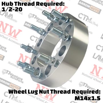 Show details for 4-Piece Set | 2” Thick | 8x6.5” (8x165.1mm) 8x6.5” (8x165.1mm) | Wheel Spacer Adapter | 126mm Center Bore | 14x1.5 Studs | 1/2-20 Open Lug Nuts Provided Picture of 4-Piece Set | 2” Thick | 8x6.5” (8x165.1mm) 8x6.5” (8x165.1mm) | Wheel Spacer Adapter | 126mm Center Bore | 14x1.5 Studs | 1/2-20 Open Lug Nuts Provided
