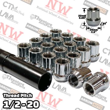 Show details for 32-Piece Set | Chrome | 1/2-20 Thread | 6 Spline | Tuner Locker Open End | Performance Wheel Lug Nuts | Plus Security Socket Picture of 32-Piece Set | Chrome | 1/2-20 Thread | 6 Spline | Tuner Locker Open End | Performance Wheel Lug Nuts | Plus Security Socket