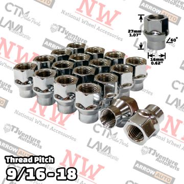 Show details for Wholesales | 400-Piece Box | Chrome | 9/16-18 Thread | Extended Thread (ET) Style | Bulge Acorn Open End | Wheel Lug Nuts Picture of Wholesales | 400-Piece Box | Chrome | 9/16-18 Thread | Extended Thread (ET) Style | Bulge Acorn Open End | Wheel Lug Nuts