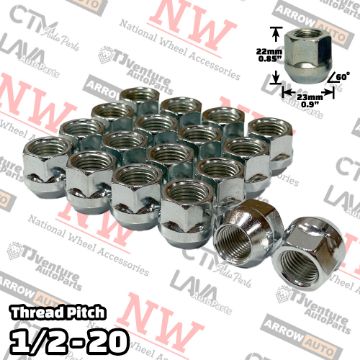 Show details for Wholesales | 400-Piece Box | Zinc | 1/2-20 Thread | 3/4” Hex Drive | Bulge Acorn Open End | Wheel Lug Nuts Picture of Wholesales | 400-Piece Box | Zinc | 1/2-20 Thread | 3/4” Hex Drive | Bulge Acorn Open End | Wheel Lug Nuts