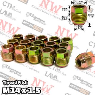 Picture of 32-Piece Set | 14x1.5 Dual Thread | 7/8” Hex Drive | Buick/Cadillac/Chevy/Dodge/Ram/Jeep/GMC OEM Factory Style | Wheel Lug Nuts | Fit Stock Alloy Wheel