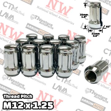 Show details for Wholesales | 400-Piece Box | 1.4” Tall | Chrome | 12x1.25 Thread | 6 Spline | Tuner Locker | Performance Wheel Lug Nuts Picture of Wholesales | 400-Piece Box | 1.4” Tall | Chrome | 12x1.25 Thread | 6 Spline | Tuner Locker | Performance Wheel Lug Nuts