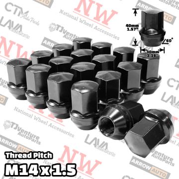 Show details for Wholesales | 30-Piece Box | 1.58” Tall | Black | 14x1.5 Thread | 7/8” Hex Drive | Buick/Cadillac/Chevy/Dodge/Ram/Ford/Lincoln/Jeep/GMC OEM Factory Style | Wheel Lug Nuts | Fit Stock Alloy Wheel Picture of Wholesales | 30-Piece Box | 1.58” Tall | Black | 14x1.5 Thread | 7/8” Hex Drive | Buick/Cadillac/Chevy/Dodge/Ram/Ford/Lincoln/Jeep/GMC OEM Factory Style | Wheel Lug Nuts | Fit Stock Alloy Wheel