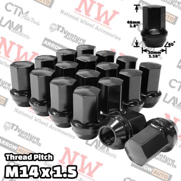 Show details for Wholesales | 96-Piece Box | 1.78” Tall | Black | 14x1.5 Thread | 7/8” Hex Drive | Buick/Cadillac/Chevy/Dodge/Ram/Ford/Lincoln/Jeep/GMC OEM Factory Style | Wheel Lug Nuts | Fit Stock Alloy Wheel Picture of Wholesales | 96-Piece Box | 1.78” Tall | Black | 14x1.5 Thread | 7/8” Hex Drive | Buick/Cadillac/Chevy/Dodge/Ram/Ford/Lincoln/Jeep/GMC OEM Factory Style | Wheel Lug Nuts | Fit Stock Alloy Wheel