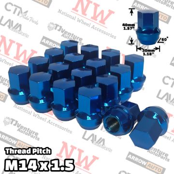 Show details for Wholesales | 96-Piece Box | 1.58” Tall | Blue | 14x1.5 Thread | 7/8” Hex Drive | Buick/Cadillac/Chevy/Dodge/Ram/Ford/Lincoln/Jeep/GMC OEM Factory Style | Wheel Lug Nuts | Fit Stock Alloy Wheel Picture of Wholesales | 96-Piece Box | 1.58” Tall | Blue | 14x1.5 Thread | 7/8” Hex Drive | Buick/Cadillac/Chevy/Dodge/Ram/Ford/Lincoln/Jeep/GMC OEM Factory Style | Wheel Lug Nuts | Fit Stock Alloy Wheel