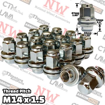 Show details for Wholesales | 120-Piece Box | Chrome | 14x1.5 Thread | 7/8” Hex Drive | OEM Factory Style Mag Seat | Wheel Lug Nuts | Fit Toyota/Lexus/Scion/Nissan/Infiniti/Land Rover Stock Alloy Wheel Picture of Wholesales | 120-Piece Box | Chrome | 14x1.5 Thread | 7/8” Hex Drive | OEM Factory Style Mag Seat | Wheel Lug Nuts | Fit Toyota/Lexus/Scion/Nissan/Infiniti/Land Rover Stock Alloy Wheel