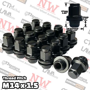 Show details for Wholesales | 120-Piece Box | Black | 14x1.5 Thread | 7/8” Hex Drive | OEM Factory Style Mag Seat | Wheel Lug Nuts | Fit Toyota/Lexus/Scion/Nissan/Infiniti/Land Rover Stock Alloy Wheel Picture of Wholesales | 120-Piece Box | Black | 14x1.5 Thread | 7/8” Hex Drive | OEM Factory Style Mag Seat | Wheel Lug Nuts | Fit Toyota/Lexus/Scion/Nissan/Infiniti/Land Rover Stock Alloy Wheel