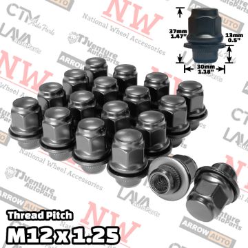 Show details for Wholesales | 200-Piece Box | Black | 1.4” Tall Regular | 12x1.25 Thread | 13/16” Hex Drive | OEM Factory Style Mag Seat | Wheel Lug Nuts | Fit Nissan/Infiniti Stock Alloy Wheel Picture of Wholesales | 200-Piece Box | Black | 1.4” Tall Regular | 12x1.25 Thread | 13/16” Hex Drive | OEM Factory Style Mag Seat | Wheel Lug Nuts | Fit Nissan/Infiniti Stock Alloy Wheel