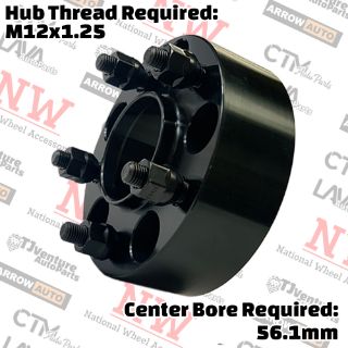 Picture of 4-Piece Set | 2” Thick | 5x100mm to 5x4.5” (5x114.3mm) | HubCentric Conversional Wheel Spacer Adapter | 56.1mm Center Bore | 12x1.5 Studs | For Subaru Conversion