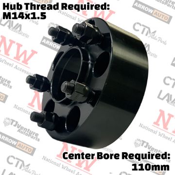 Show details for 4-Piece Set | 2” Thick | 5x150mm | HubCentric Wheel Spacer Adapter | 110mm Center Bore | 14x1.5 Studs | Fit Toyota Land Cruiser Sequoia Tundra Picture of 4-Piece Set | 2” Thick | 5x150mm | HubCentric Wheel Spacer Adapter | 110mm Center Bore | 14x1.5 Studs | Fit Toyota Land Cruiser Sequoia Tundra