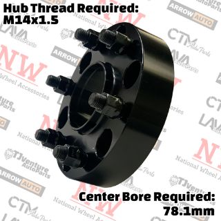 Picture of 4-Piece Set | 1.5” Thick | 6x5.5” (6x139.7mm) | HubCentric Wheel Spacer Adapter | 78mm Center Bore | 14x1.5 Studs | Fit Silverado Sierra Ram Wagoneer Armada Titan XD Yukon Suburban Tahoe Escalande