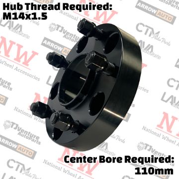 Show details for 2-Piece Set | 1.25” Thick | 5x150mm | HubCentric Wheel Spacer Adapter | 110mm Center Bore | 14x1.5 Studs | Fit Toyota Land Cruiser Sequoia Tundra Picture of 2-Piece Set | 1.25” Thick | 5x150mm | HubCentric Wheel Spacer Adapter | 110mm Center Bore | 14x1.5 Studs | Fit Toyota Land Cruiser Sequoia Tundra