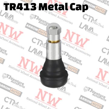 Show details for Wholesales | 1000-Piece | Chrome Sleeved | Tire Valve Stem Snap-In Short Rubber Tubeless | Universal Fit | Part# TR413C Picture of Wholesales | 1000-Piece | Chrome Sleeved | Tire Valve Stem Snap-In Short Rubber Tubeless | Universal Fit | Part# TR413C