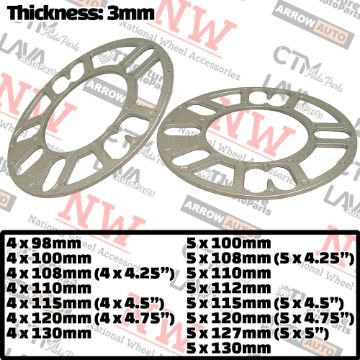 Show details for 4-Piece Set | 3mm Thick | Universal Wheel Space | 78mm Center Bore | 4x98mm 4x100mm 4x108mm 4x110mm 4x114.3mm 4x120mm 4x130mm 4x4.25” 4x4.5” 4x4.75” 5x100mm 5x108mm 5x110mm 5x112mm 5x115mm 5x114.3mm 5x120mm 5x127mm 5x130mm 5x4.25” 5x4.5” 5x4.75” 5x5” Picture of 4-Piece Set | 3mm Thick | Universal Wheel Space | 78mm Center Bore | 4x98mm 4x100mm 4x108mm 4x110mm 4x114.3mm 4x120mm 4x130mm 4x4.25” 4x4.5” 4x4.75” 5x100mm 5x108mm 5x110mm 5x112mm 5x115mm 5x114.3mm 5x120mm 5x127mm 5x130mm 5x4.25” 5x4.5” 5x4.75” 5x5”