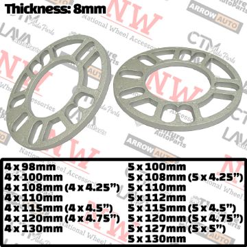 Show details for 4-Piece Set | 8mm Thick | Universal Wheel Space | 78mm Center Bore | 4x98mm 4x100mm 4x108mm 4x110mm 4x114.3mm 4x120mm 4x130mm 4x4.25” 4x4.5” 4x4.75” 5x100mm 5x108mm 5x110mm 5x112mm 5x115mm 5x114.3mm 5x120mm 5x127mm 5x130mm 5x4.25” 5x4.5” 5x4.75” 5x5” Picture of 4-Piece Set | 8mm Thick | Universal Wheel Space | 78mm Center Bore | 4x98mm 4x100mm 4x108mm 4x110mm 4x114.3mm 4x120mm 4x130mm 4x4.25” 4x4.5” 4x4.75” 5x100mm 5x108mm 5x110mm 5x112mm 5x115mm 5x114.3mm 5x120mm 5x127mm 5x130mm 5x4.25” 5x4.5” 5x4.75” 5x5”